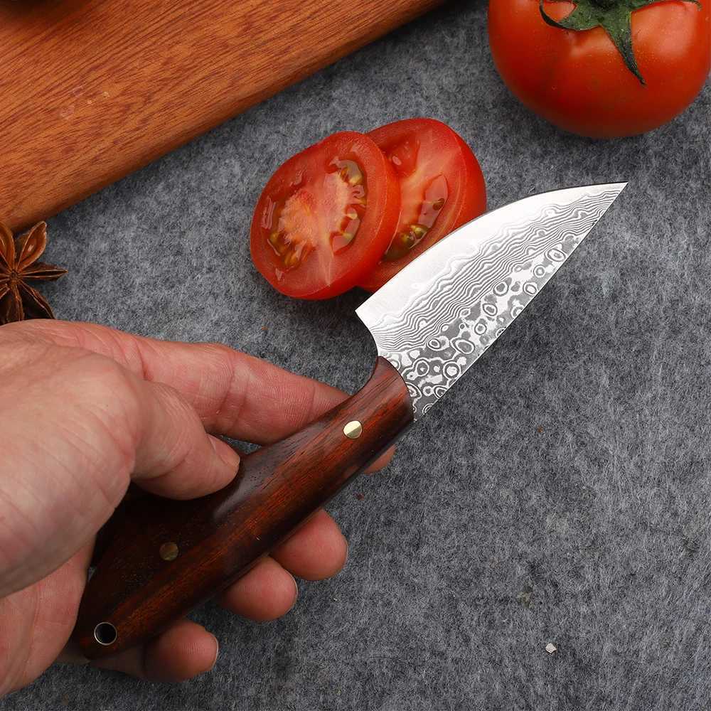 Home>Product Center>New Damascus Blade>Sandalwood Handle>Fishing Survival Kitchen>Household Meat Chopping Fruit Knife EDC Tool Y241227