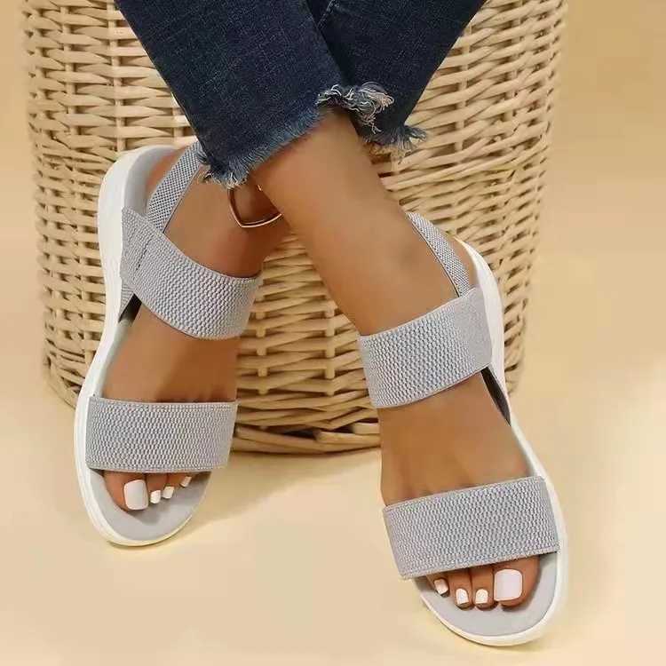 High Quality Womens Wedge Heel Platform Cozy Sandals Ladies Outdoor Beach Sandals Elastic Band Designer Shoes Sandals Women Summer T241227