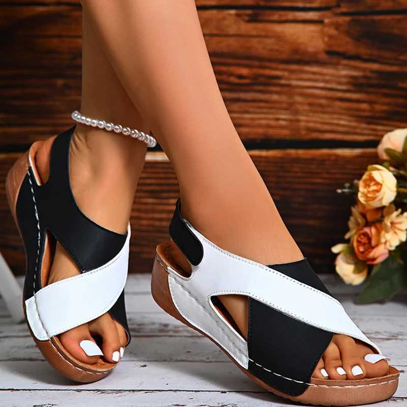 High Quality Summer Sandals Shoes Women Retro Sandals Woman Elegant Sandals Ladies Wedge Shoes Woman Soft Footwear Sandal Women Female T241227