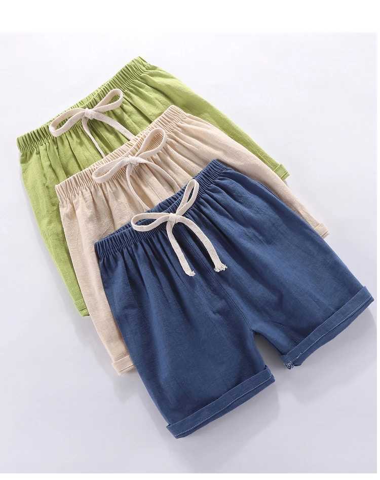 Boys shorts childrens shorts candy colors girls summer beach loose shorts casual pants cotton linen comfortable 2-10 years hot W241227