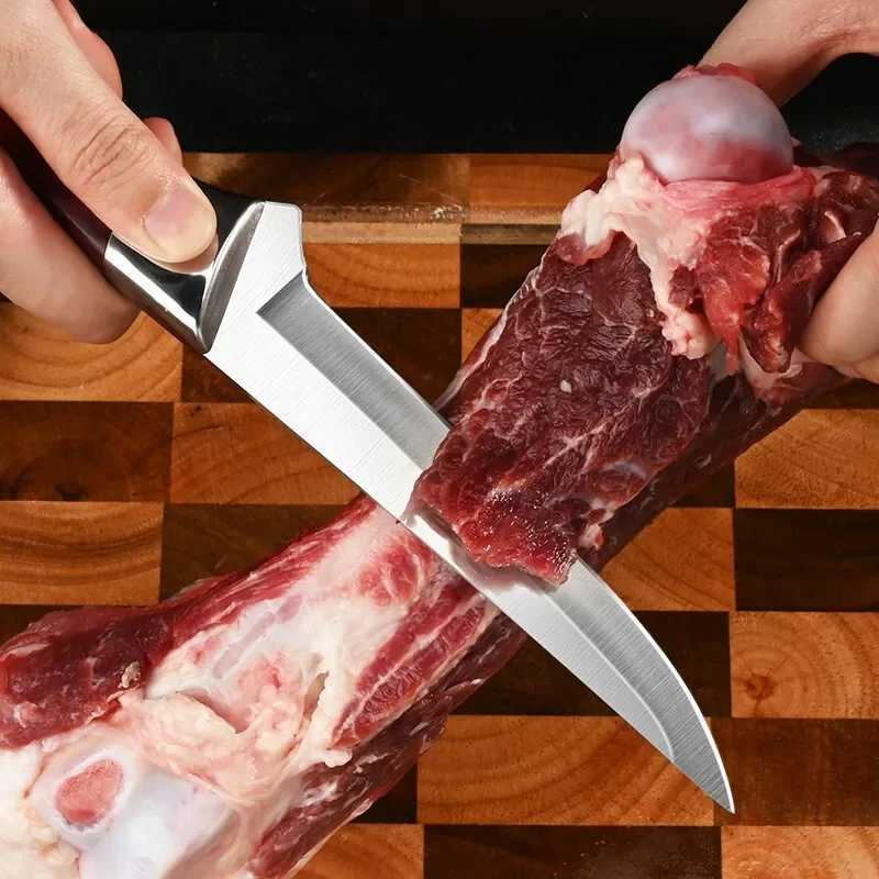 Stainless steel kitchen meat slicer Boning knife fruit ingredient knife plastic handle beef sheep covered fish cutter Y241227