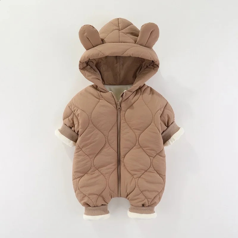 Baby jumpsuit autumn and winter girls pure cotton thickened born romper thickened long sleeved boys baby clothes 241226