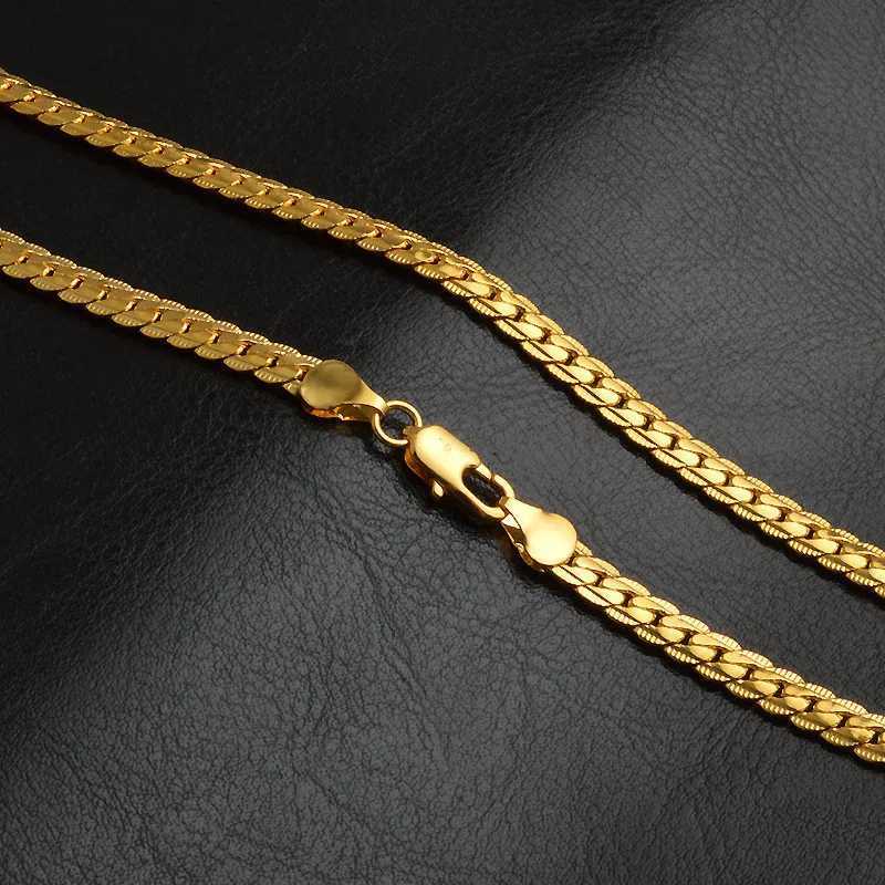 Silver 18K Gold Color 5MM Chain Bracelets Neckalce for Women Men Fashion Party Wedding Jewelry Sets GiftsXJ241227
