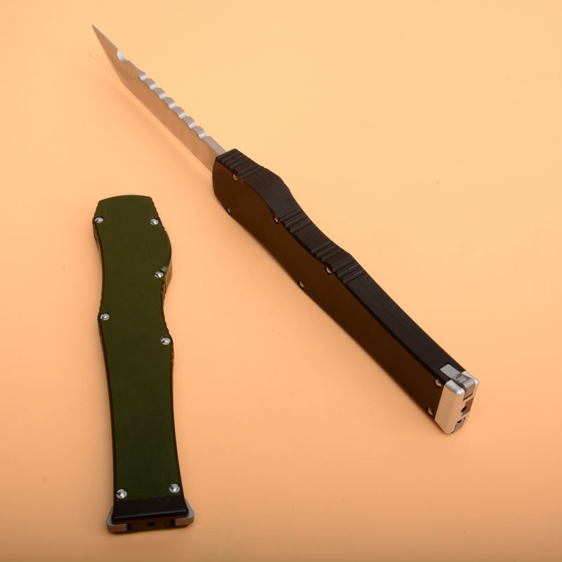 High End VI Ha lo 6 Tactical Knife (4.4 Satin) Single Action Hell Blade knife With Safety lock Survival EDC Gear knives