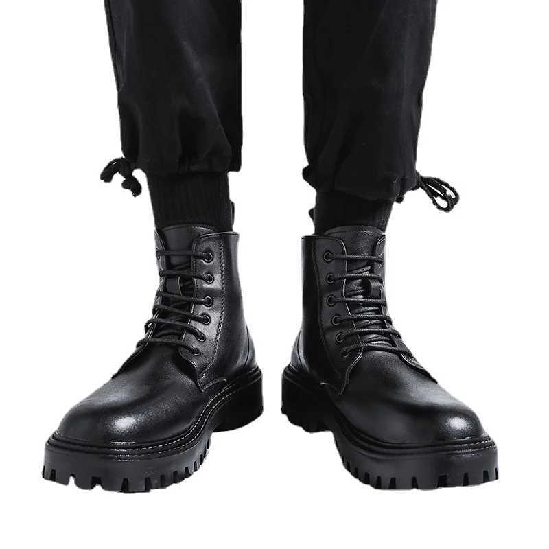 Fashion PU Leather Men Ankle Boots Outdoor Casual Shoes Lightweight Designer Mens Warm Work Boots 2024 Classic Handmade Boots Z250704