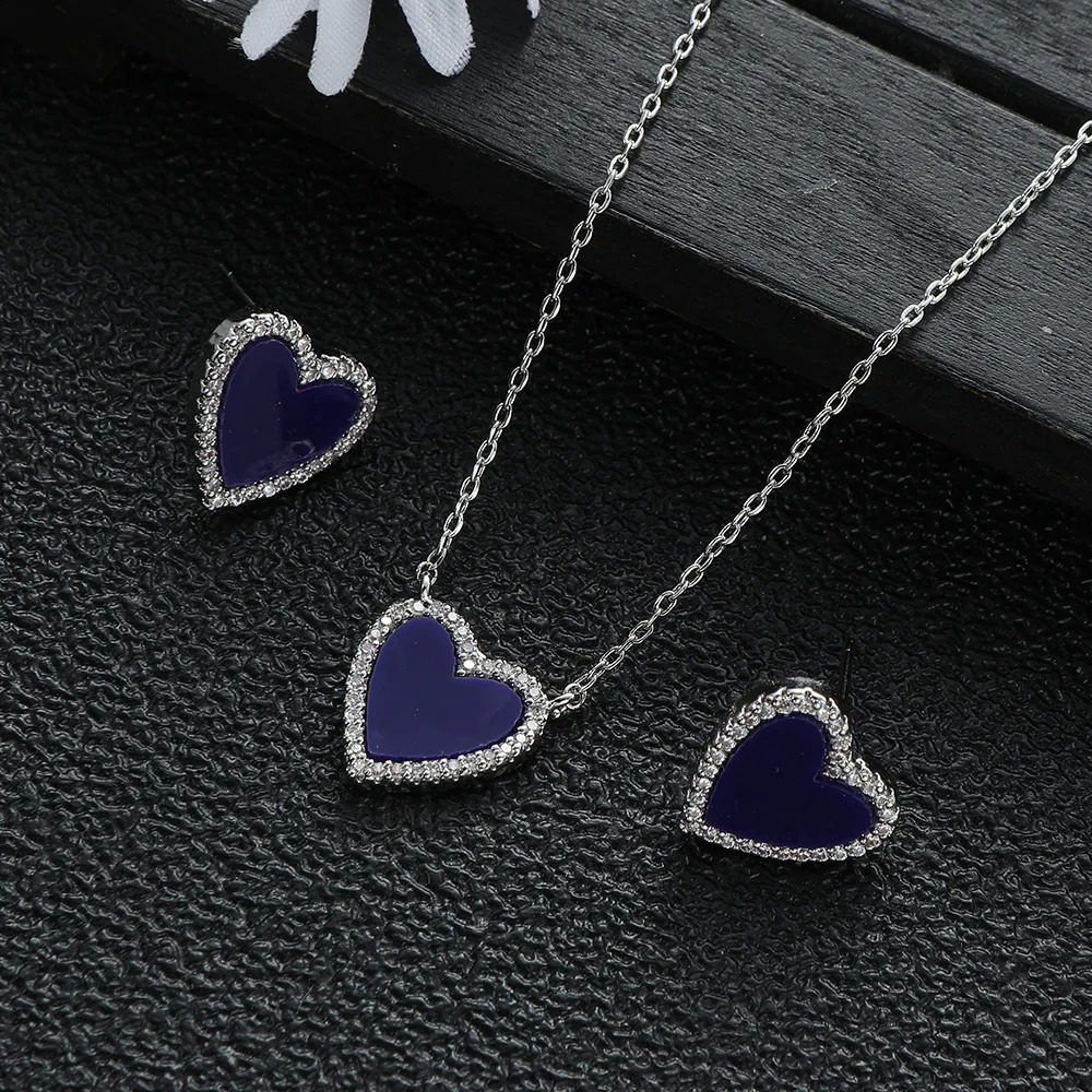 Romantic Heart pendant Necklace Earring necklace Jewelry for Women Fritillary gemstone Set Wedding Gift TRENDY Lovely 241226