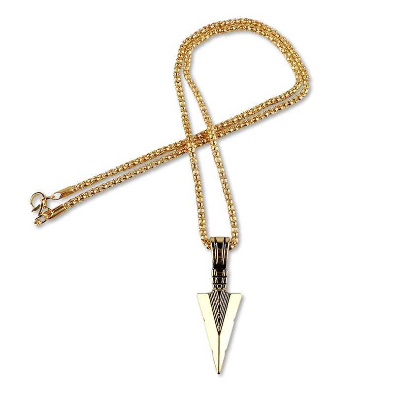 2022 Fashion Jewelry Black Gold Silver Color Arrow Head Pendant Long Chain Necklaces for Men jeweley gift wholesale hot saleXJ241227