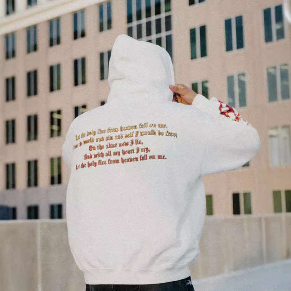 American fashion trend new flame print hip-hop loose fitting men's and women's couple hoodie