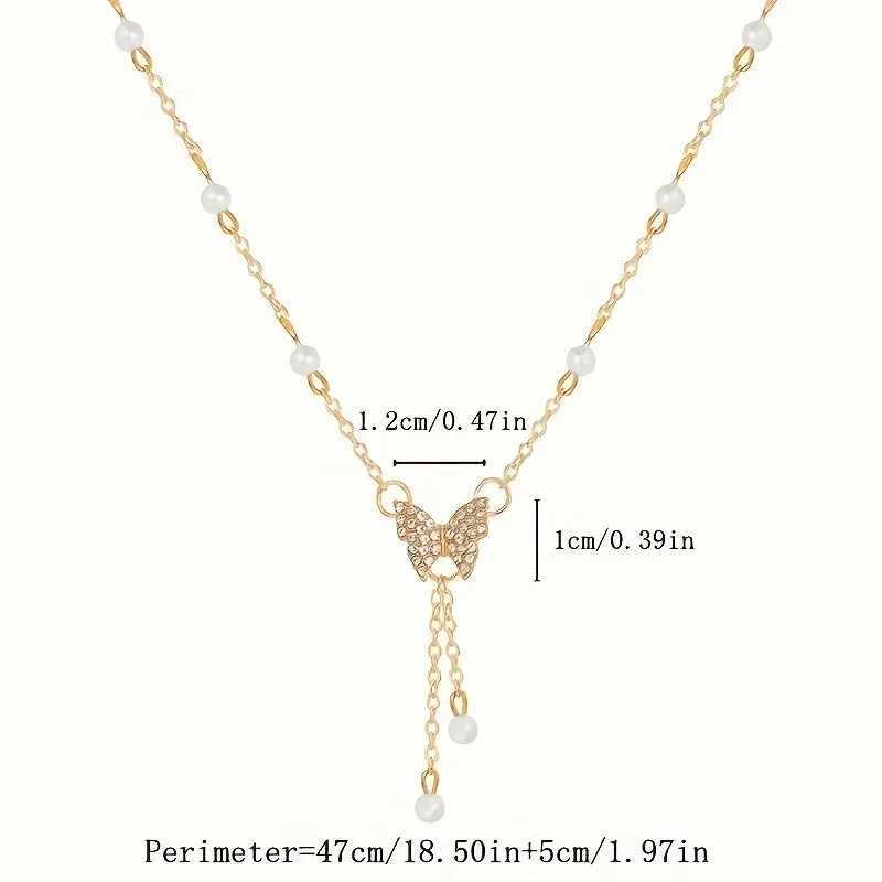 Fashionable and Versatile Personalized Womens Butterfly Pearl Chain European and American Collaone Chain JewelryXJ241227