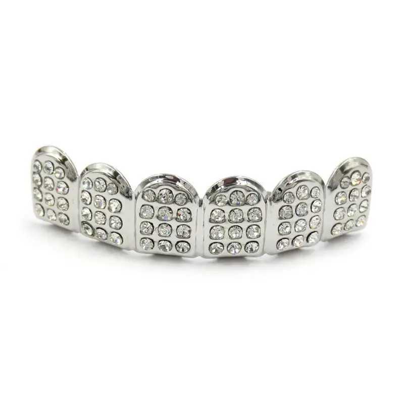 New Fshion Hip Hop Gold Silver Colour d Out CZ Teeth Grillz Top Bottom Men Women Jewelry Drop Ship W241227