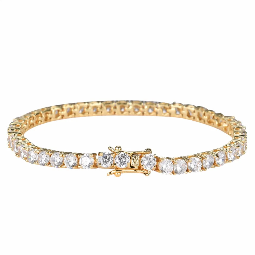 Brass Tennis Bracelet CZ Bling 3mm 4mm 5mm 1 Row Cubic Zirconia Bracelet For Men And Women Iced Out Jewelry BB019 241227