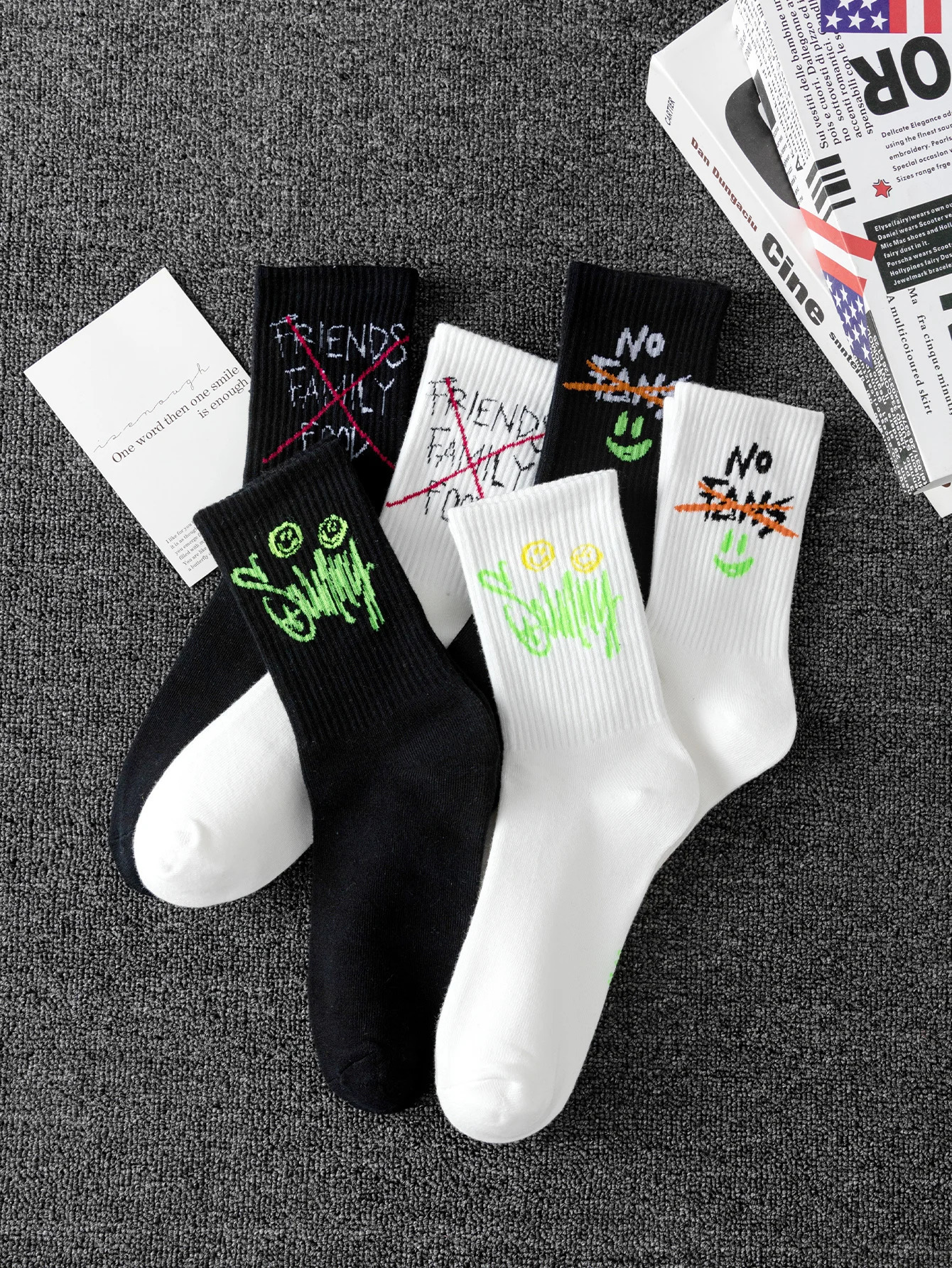 10 pairs of random style mens midcalf socks with graffiti ns versatile and casual sports soft comfortable mo 241227