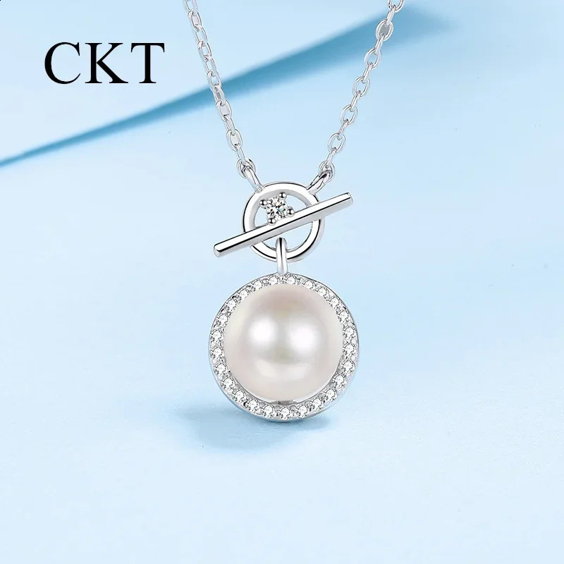18K White Gold Collarbone Chain Platinum Pt950 Freshwater Pearl Necklace Microsetting Pendant Wedding Jewelry 241226