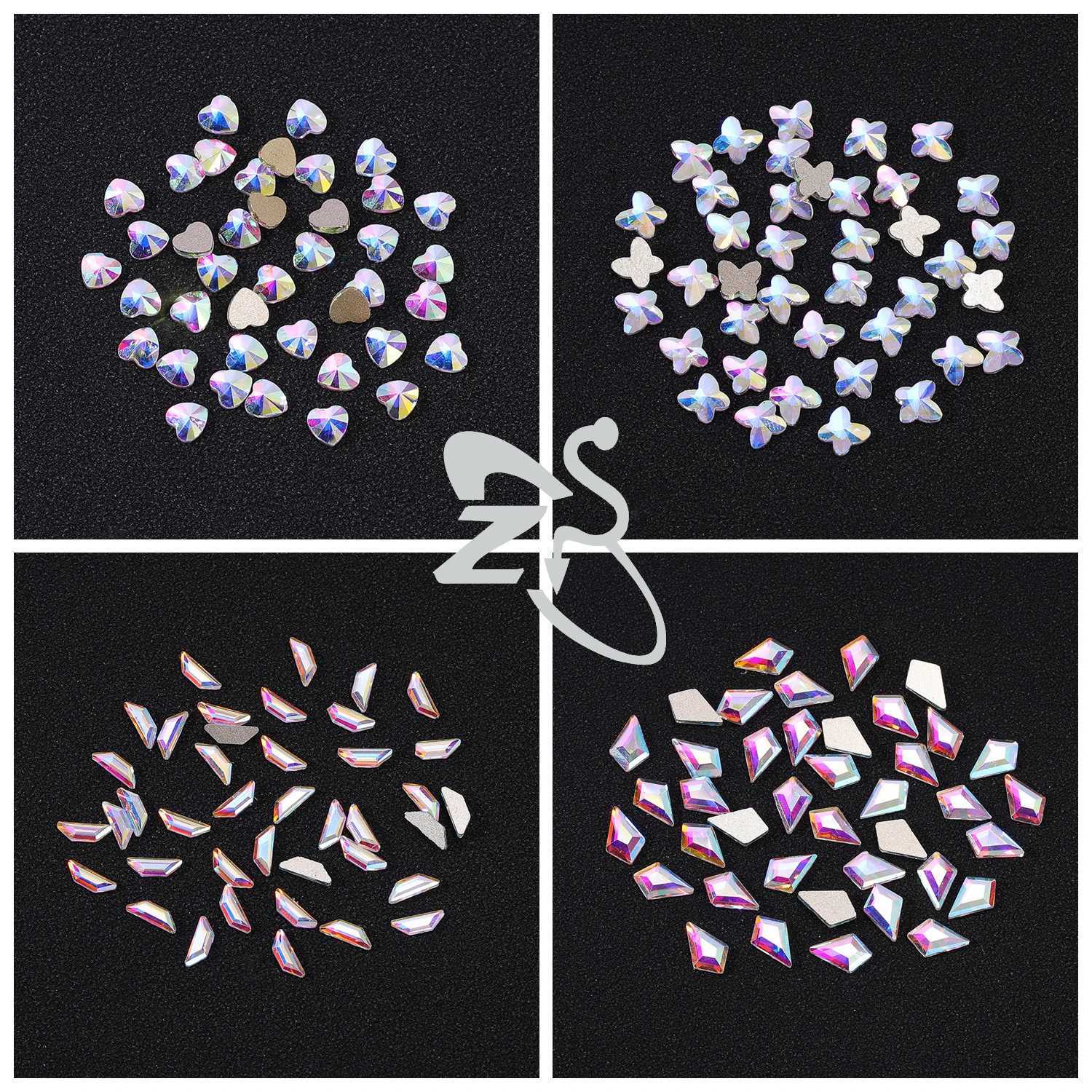 ZS 50-pcs/lot Rhinestone Tooth Gem Bling Dental Teeth Jewelry CZ Crystal Heart Butterfly Gems Stones Colorful Decoration W241227