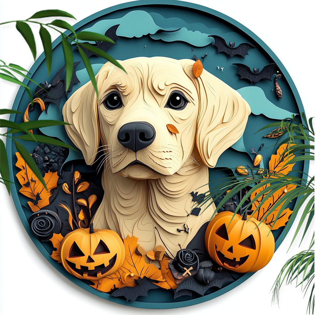 Custom Labrador Retriever Pet Ornament - Circular Aluminum Painting, Perfect Pet Souvenir Tombstone for Halloween Gifts