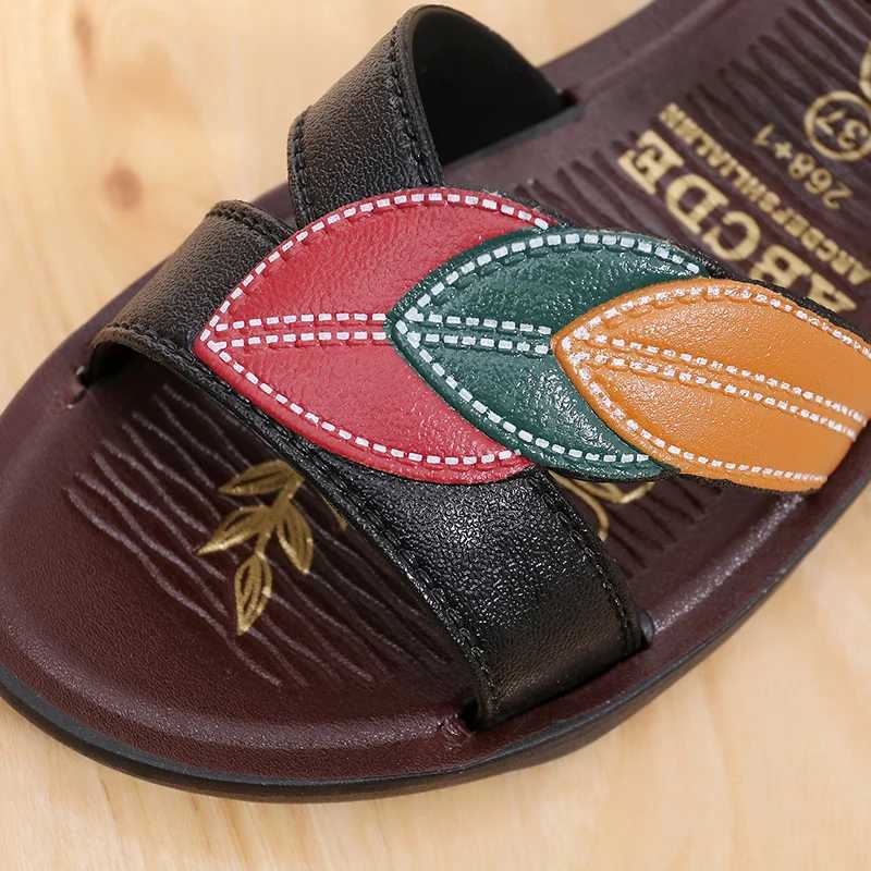High Quality Summer Leather Women Sandals Mother Soft Slip On Comfort Flat Sandals Women Wedge Sandals Ladies Walking Shoes 36-42 T241227