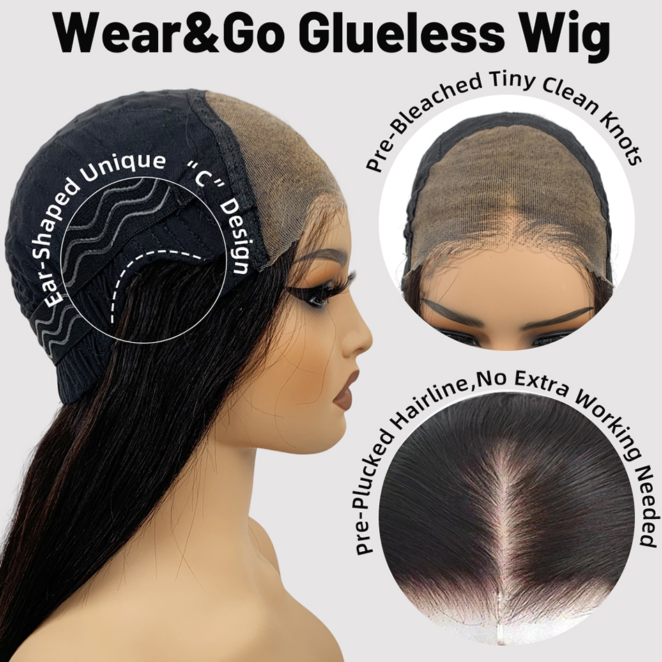 10A 100% Human Hair Ready To Wear Bleached Knots 6X4 Pre Cut HD Transparent Glueless Lace Wigs Kinky Curly