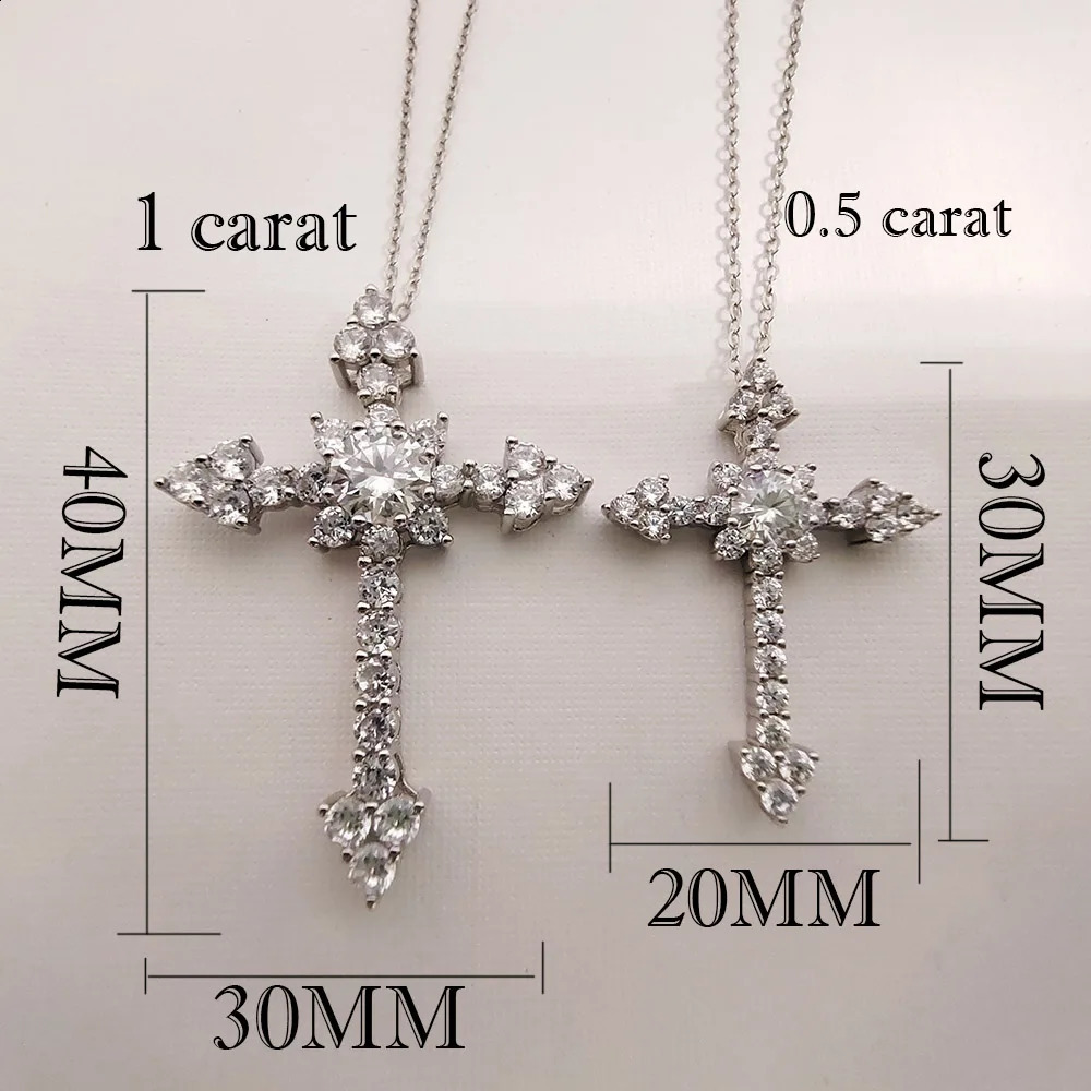 Luomansi 051CT D Color Cross Necklace Passed the Diamond Test S925 Silver Fine Jewelry Party Birthday Gift 241226