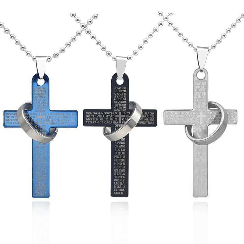 Tren Cross Pendant Necklace Hip Hop Bible Verses Jesus Pray Cross Beads Chain Necklace Unisex Jewelry Drop Shipping CollaresXJ241227