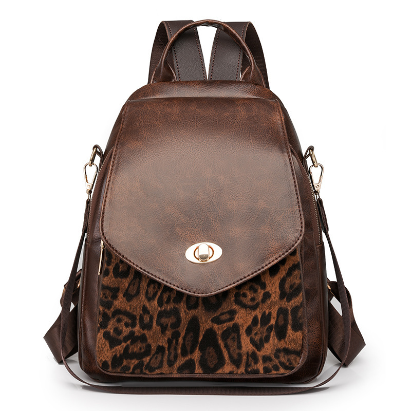 Leopard Pattern Premium 2024 New Fashion Travel Women's Versatile Backpack Single Shoulder Ethnic Style
