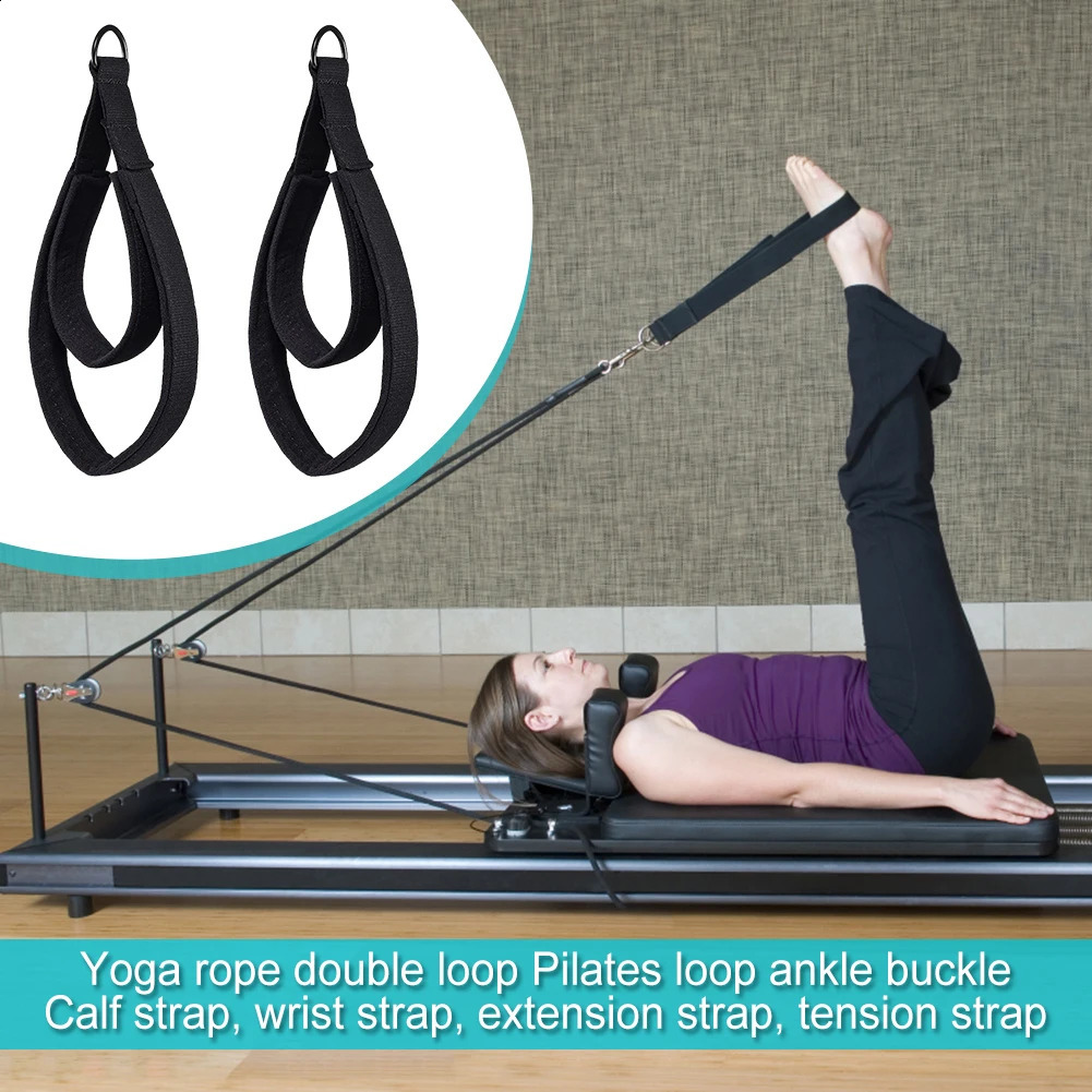 2Pcs Yoga Strap Elastic Double Ring Ankle Pilates Cord with Adjustable Buckle Exercise Straps MultiPurpose for Home Gym Workout 241216