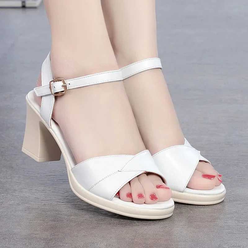 High Quality Women FAshion Black Pu Leather Spring Summer Peep Toe High Quality Square Heel Shoes Lady Cool Elegant Pumps T241227