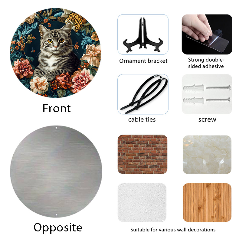 Customized Gray Tabby Cat Aluminum Decorative Painting - Unique Pet Ornaments Souvenir Tombstones | Perfect Halloween Gifts