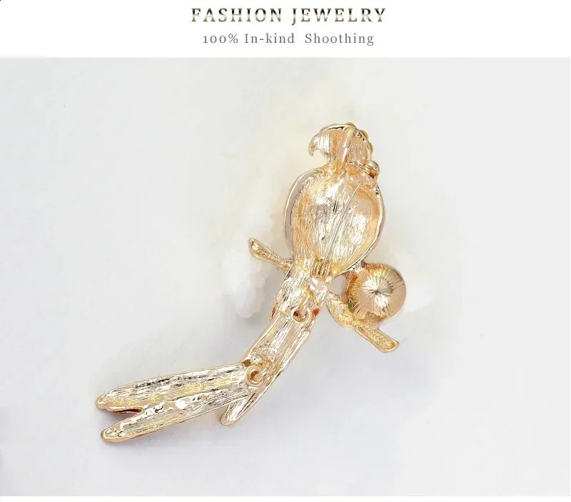 Pearl Parrot Brooch Crystal from Austrian Corsage clothing accessories For Women and female Fit man 241227
