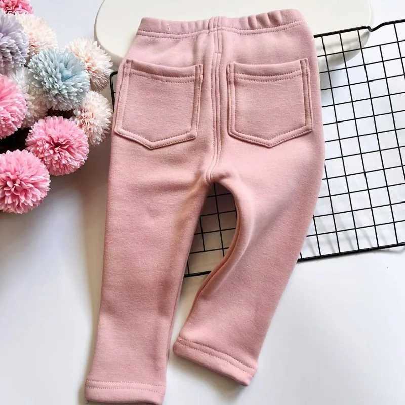 Autumn and Winter Childrens Jeans for Boys and Girls Solid Color Thin Velvet Elastic Band Jeans Baby Elastic Jeans 1-6Y W241227