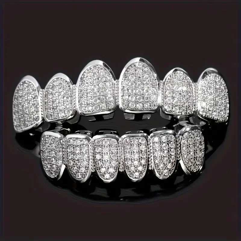 1 Halloween d-Out cubic zirconia tooth grill for men top and bottom tooth grill set Rper singer Bo jewelry hip-hop Gif W241227