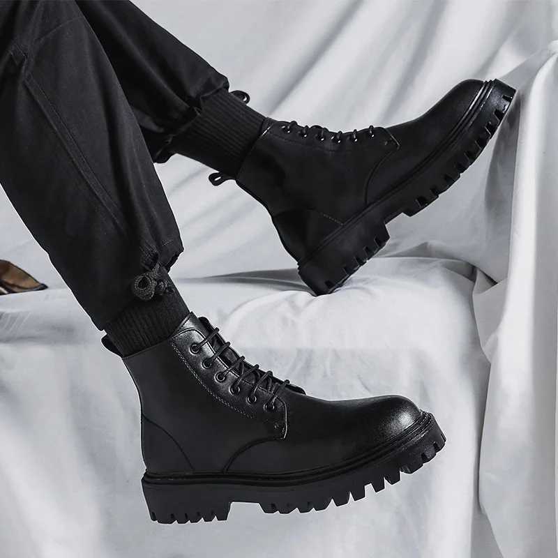 Fashion PU Leather Men Ankle Boots Outdoor Casual Shoes Lightweight Designer Mens Warm Work Boots 2024 Classic Handmade Boots Z250704