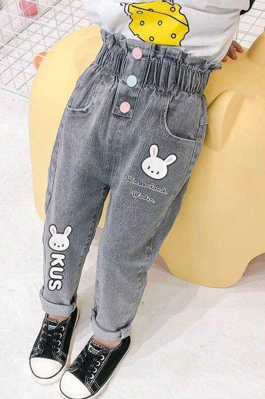 2024 Spring/Autumn Girls Fashion High Waist Jeans Baby Pants Childrens Jeans Trousers W241227