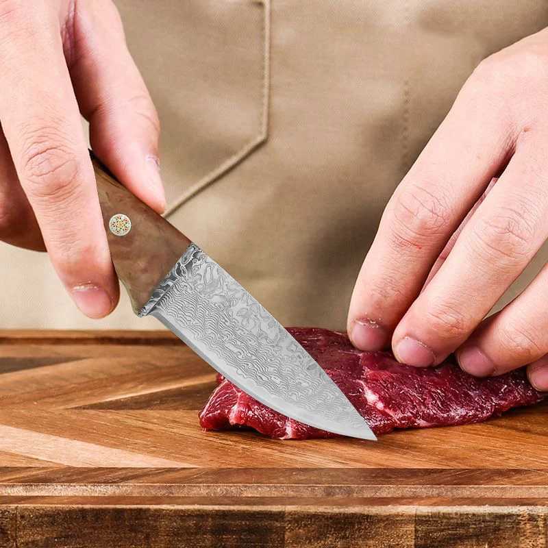 4-inch kitchen knife fruit knife sharp Damascus steel chef knife cooking knife meat cutting kitchen accessories Y241227
