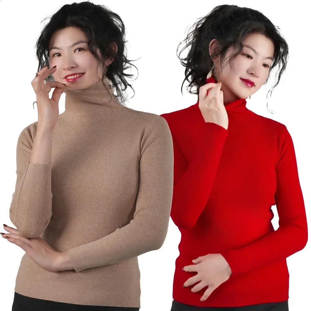 Turtleneck Sweater Women Pullover Knitwear Slim Jumpers Long Sleeve Autumn Winter Warm Tops Woman Sweaters Clothing Jersey 241223