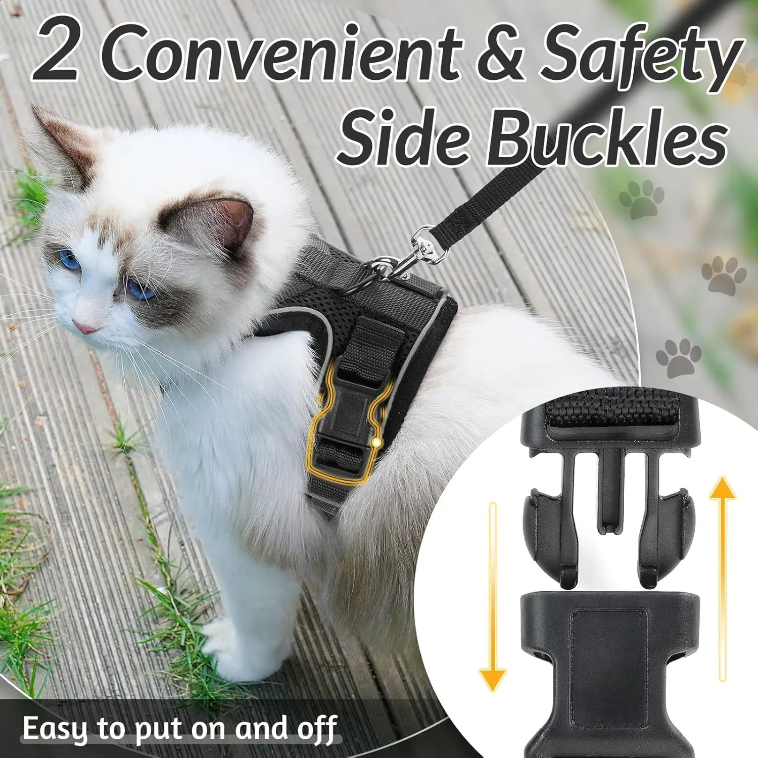 ATUBAN Cat Harness and Leash for WalkingEscape Proof Soft Adjustable Vest Harnesses for CatsEasy Control Breathable Reflective 241225