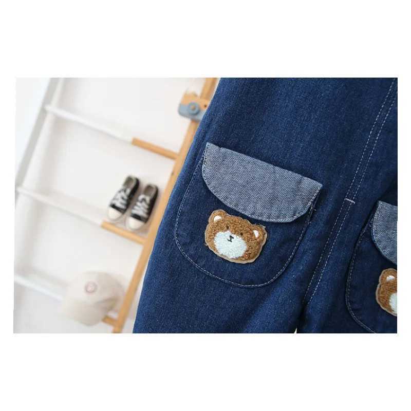 Baby boy jumpsuit childrens casual denim jacket warm jeans bib pants baby winter clothing childrens clothing W241227