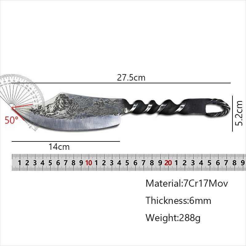 Forged kitchen meat cutter high carbon steel chef knife Fl Tang but blade chopper peeling ingredient cutting tool Y241227