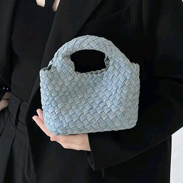 Cowboy canvas woven mini small women's 2025 new chain crossbody baghand-held vegetable basket bag