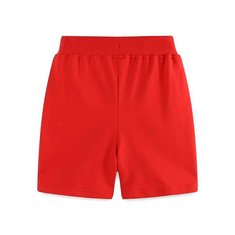 Single piece summer childrens shorts with red pockets fake drawstring elastic middle pants 2-7Y W241227