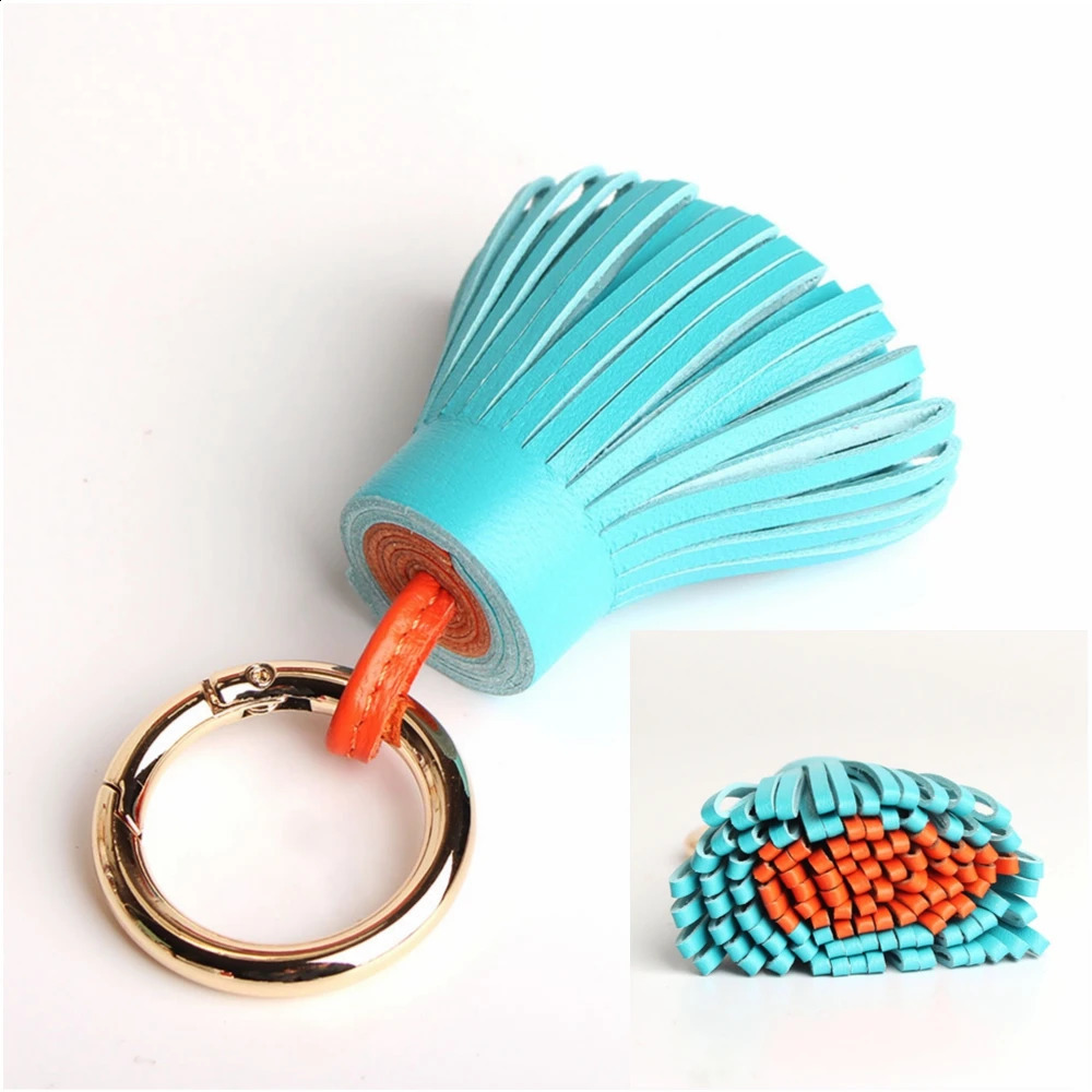 Cute Soft Genuine Lambskin Leather Tassel Keychain Pendant Key Chain For Women Bag Charms Girls Backpack Accessories Gifts 241227