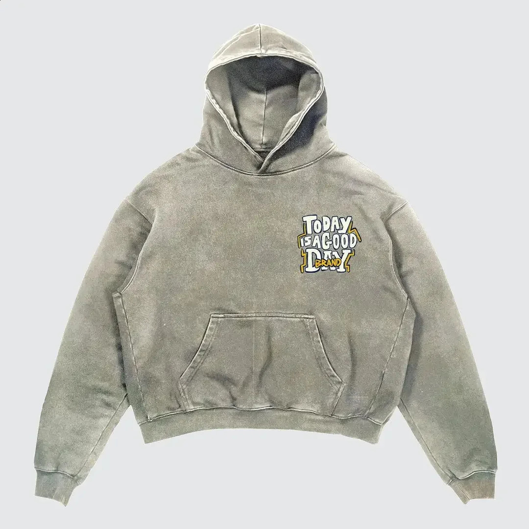 Y2K Retro Hooded Sweatshirt Harajuku Pattern Printed Long sleeved Pullover Retro Street Hip Hop Couple Loose Hoodeds Tops 241224