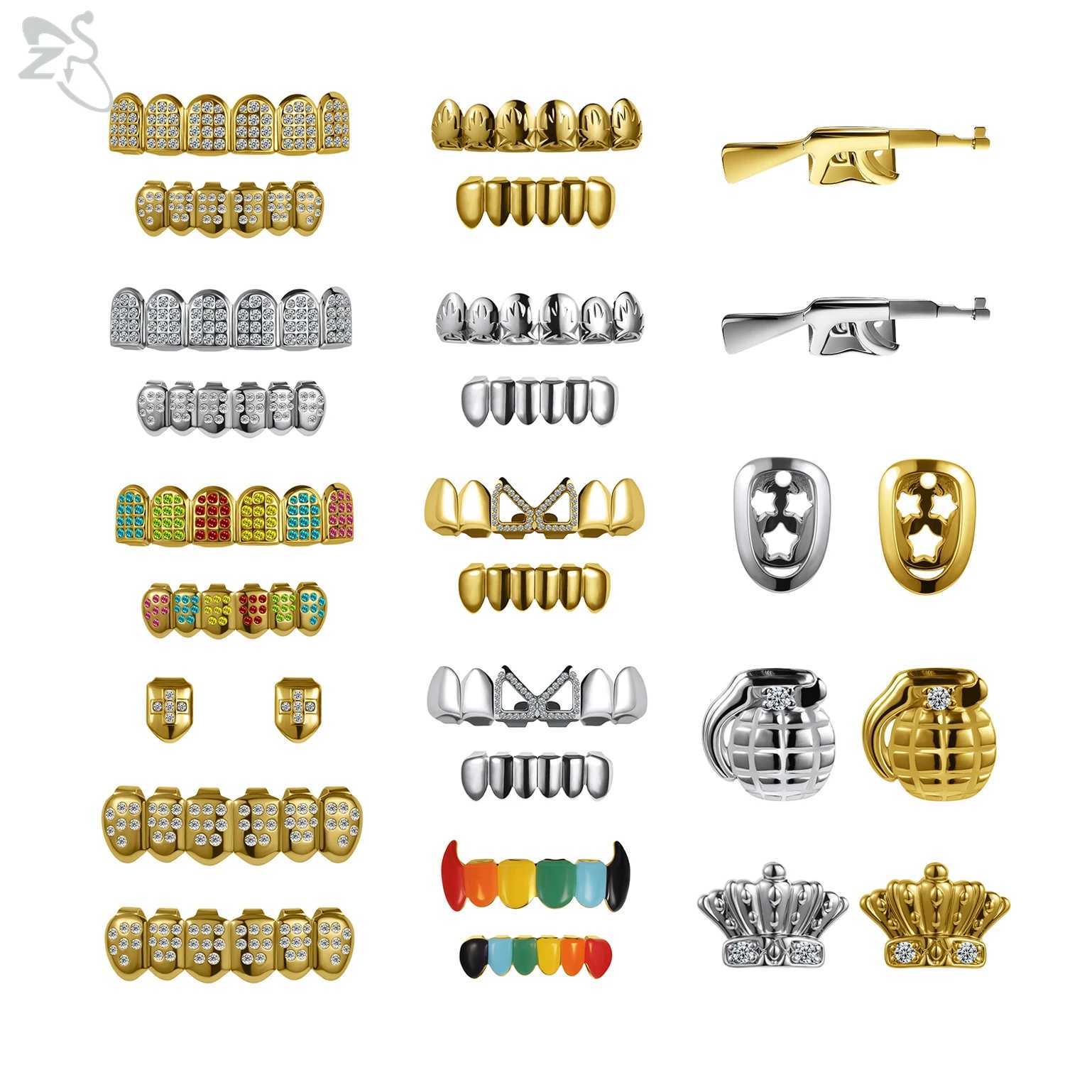 AOEDEJ 1 Set Hip Hop 18K Gold Plated Grillz Unisex Gem Teeth Shiny Diamond Grillz Colorful Cubic Zircon Top Bottom Tooth Jewelry W241227