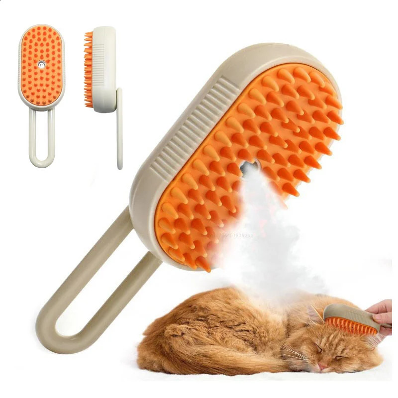 Pet Steam Brush Cat Dog Cleaning Steamy Spray Massage Beauty Comb 3 In 1 Hair Removal Grooming Supplies Pets Accessories 241226