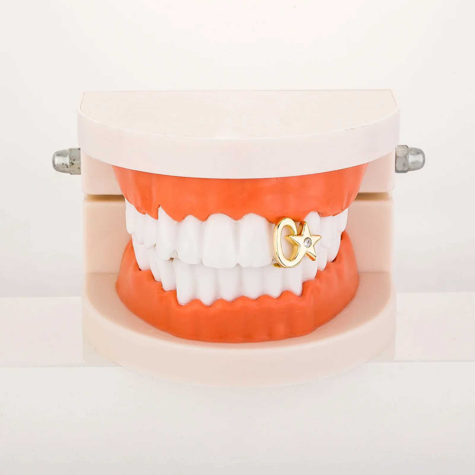 GUCY Hip Hop Single Tooth Grillz C Top Bottom Dental Grill Teeth Cs Halloween Cosplay W241227