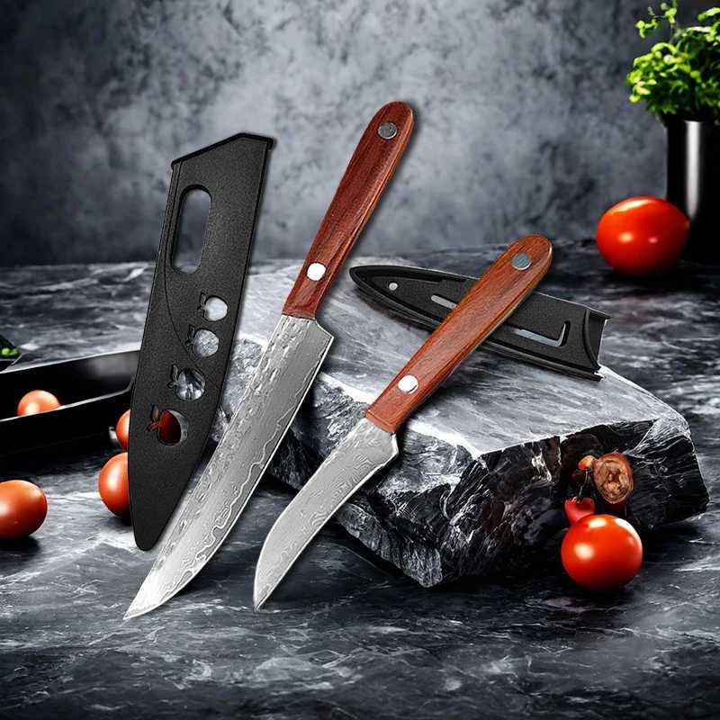 Damascus steel kitchen knife Bonin meat slicer chefs utility knife barbecue steak chopped fruits side dish tools Y241227