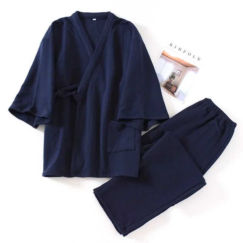 Pajama Pants Set Mens Clothing Kimono Homewear Autumn Winter Thick Japanese Comfortable Casual Fashion Breathable Stylish LooseXJ241227