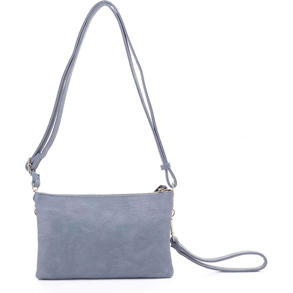 Women's Turn Lock Closure Wristlet Clutch and Crossbody, Multiple Compartment