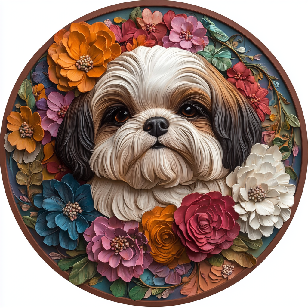 Customizable Circular Aluminum Pet Memorial Decoration Painting - Premium Quality Waterproof Pet Souvenir Tombstone for Dogs