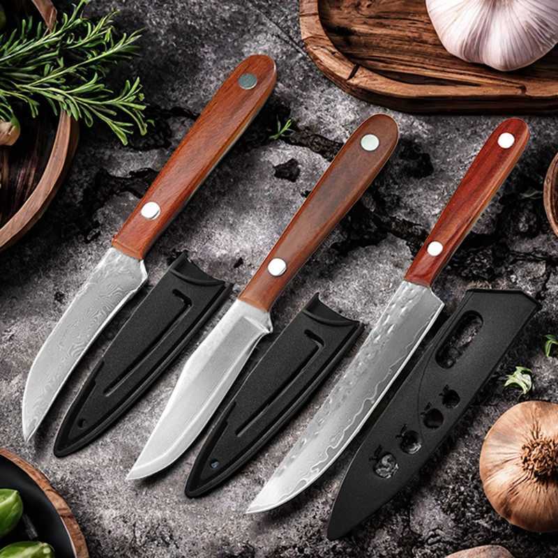 67th floor Damascus steel kitchen knife utility knife steak knife chefs meat barbecue knife fruit stand cooking and chopping tools Y241227