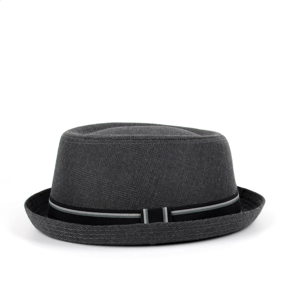 Men Fedora Hat Flat Pork Pie Hat For Gentleman Dad Bowler Porkpie Jazz Hat Big Size S M L XL 241226